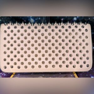 Christian Louboutin Studded Zip‑Around Wallet | Pink Leather